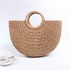 Yogodlns MOON Strohhandtaschen Damen Sommer Strandtasche Rattan handgefertigte gewebte Handtasche