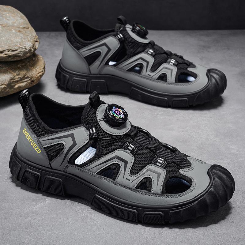 Sandali da Escursionismo Traspiranti da Uomo Punta Chiusa Fibbia Rotante Scarpe da Trekking per Esterno