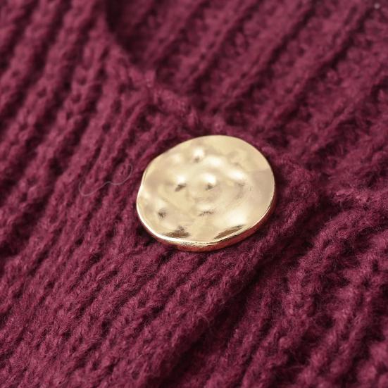 Pulover pentru femei Topuri cu decolteu cu mânecă lungă haină de tricotat cu un singur piept cu buzunare Pulover de culoare uni Cardigan