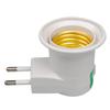 E27 EU Plug Socket Bulb Socket Adapter Converter 250V 6A White Night Light, with Power Switch Control Switch Convenient