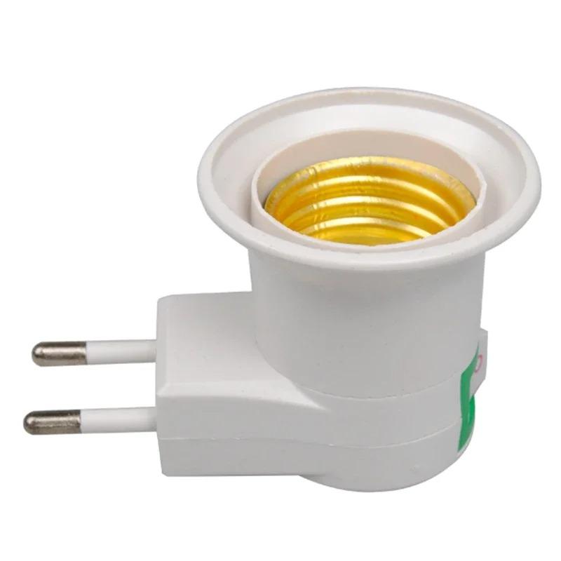 E27 EU Plug Socket Bulb Socket Adapter Converter 250V 6A White Night Light, with Power Switch Control Switch Convenient