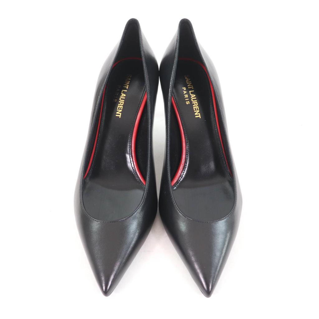 Pristine SAINT LAURENT PARIS pumps pointed toe stiletto heels black leather 37.5 Used