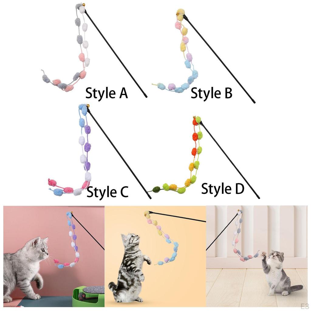 Cat Feather Toy Teaser Catcher with Bell Interactive Kitten Educational Gift Pet