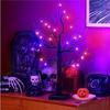 1pc Orange/Purple Glowing Halloween Birch Tree Light with 24L Black Branch Table Lamp Battery&USB For Indoor Holiday Decoration