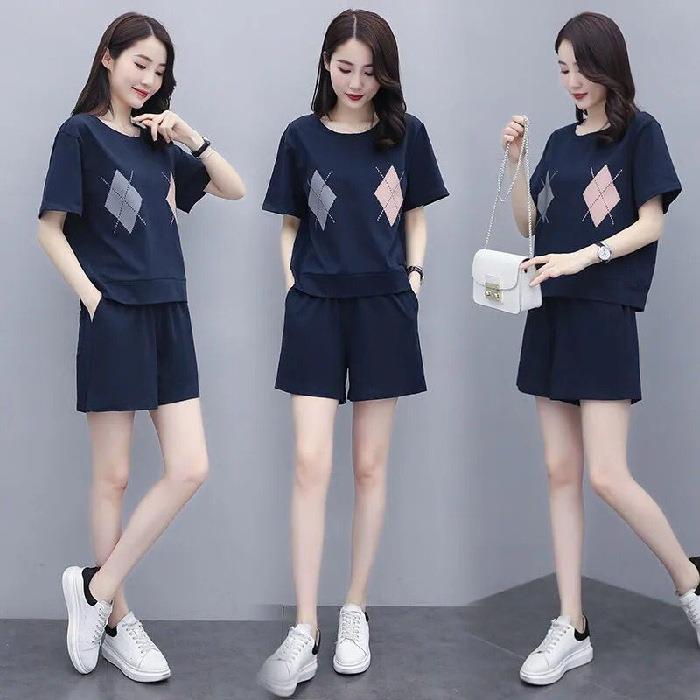 Sports Suit for Women, Summer Shorts, Casual Large Size, Loose, Slim, Fashionable and Stylish Two-piece Set