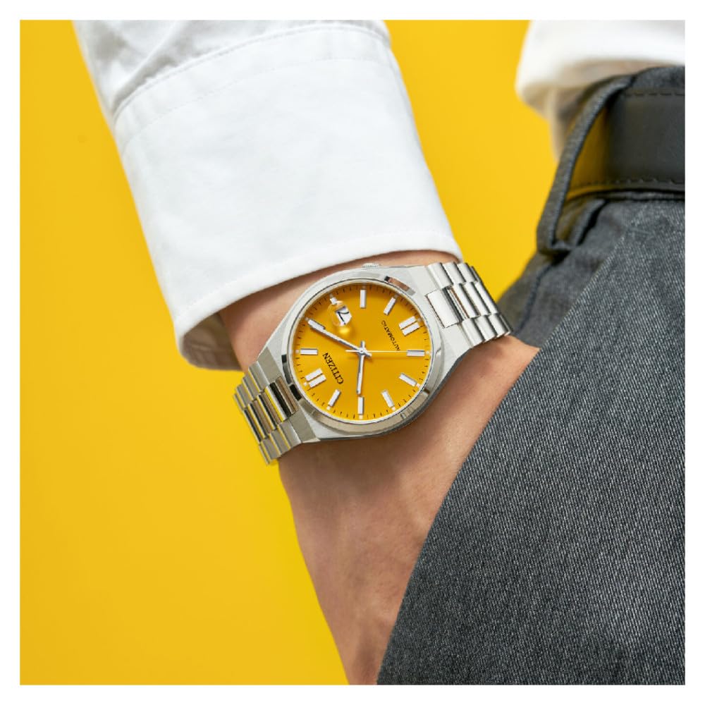 Citizen Men's Analog Automatic Watch Yellow Dial One Size Mechanical