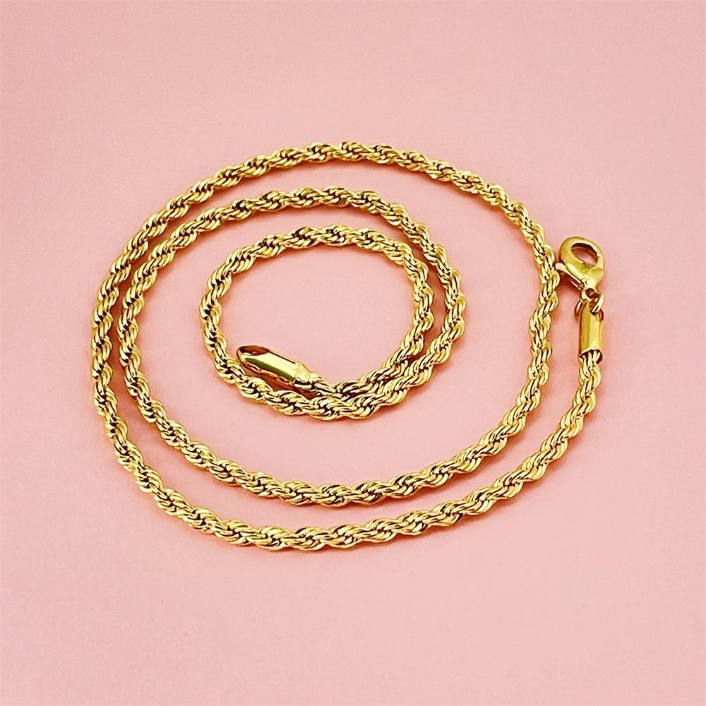 Złoto 24K AU999 50-75CM 3MM Skręcany Sznurek Naszyjnik Męski i Damski - Premium dostawa hurtowa, 3MM+50-75CM, stylowy unisex