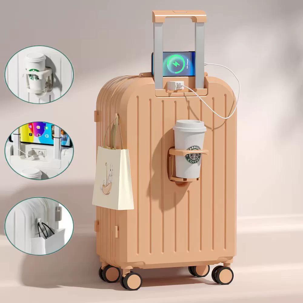 20-Inch Multifunctional Carry-On Suitcase with Logo Option - Fresh Design for Women, Students, and Men with 24-Inch Version and Combination Lock.