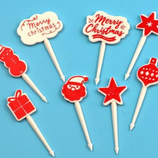 Halloween & Christmas Cartoon Fruit/Bento Forks - Cute Mini Picks for Kids, Creative Plastic Cake Forks