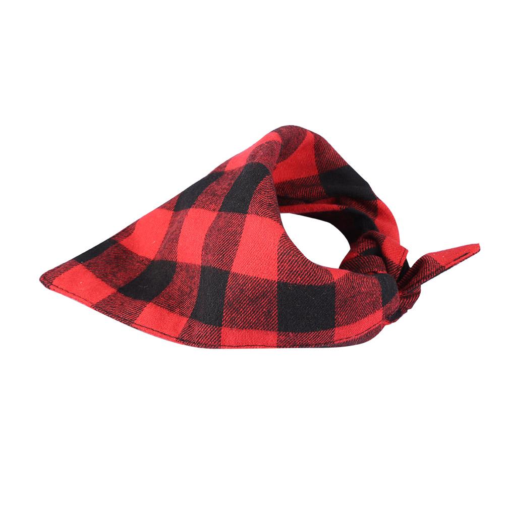 

Pet Dog Puppy Scarf Collar Bib Bandage Neckerchief Bandana Plaid Pattern Black Red (L) L