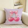 Pattern Pink Bow Cherry Cushion Cover Natural Linen Pillowcase Set AllinOne Decor for Sofa Bedroom  Chair