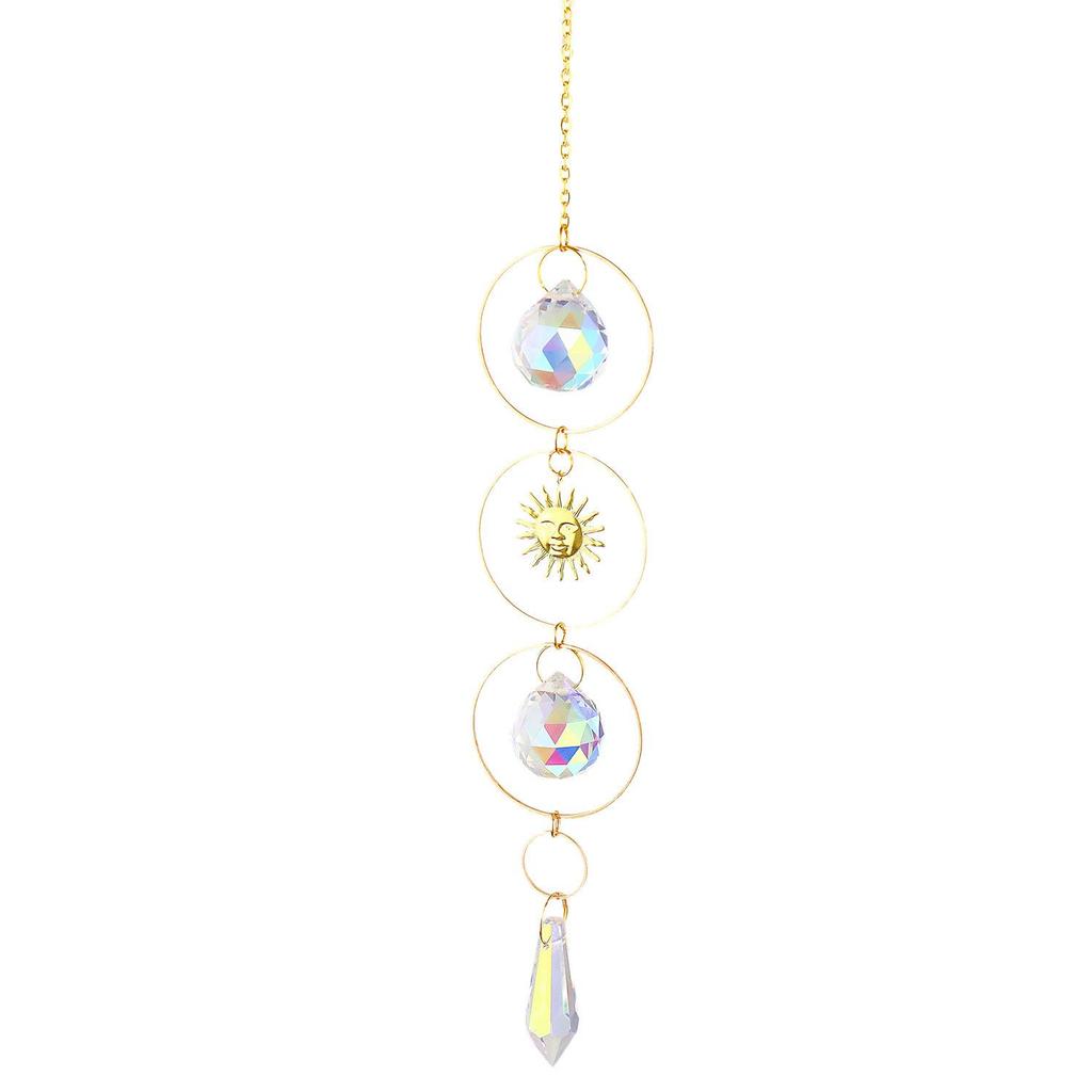 AB Color Crystal Moon & Star Wind Chime Sun Catcher Set