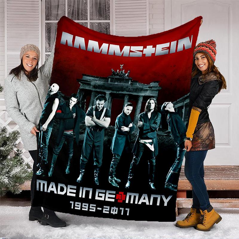 1pc Rammstein3 Theme Blanket - Digital Print, Polyester, Cozy for All Seasons, Perfect for Outdoor, Camping, and Travel