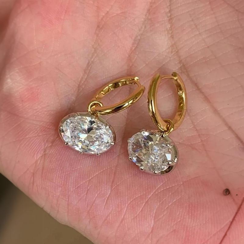 Čerstvé Elegantní Jednoduché Náušnice Visací High-End Módní Oválné Diamantové Náušnice Pro Ženy Vhodné Pro Denní Nošení Šperky Dárky