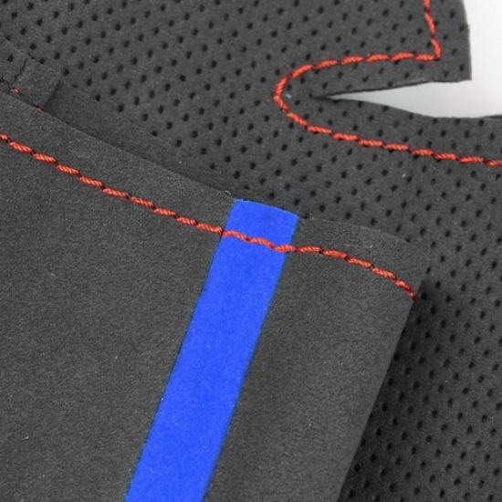 Suede Blue-strip Steering Wheel Leather Cover For BMW X5 F15 2014 2015 2016-2018