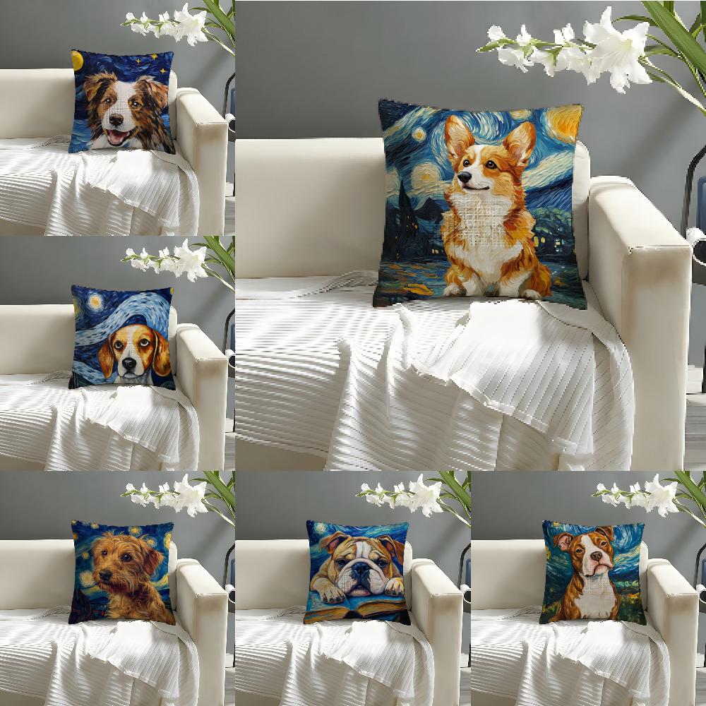 Catoon Starry Sky Dog Pillow Case Home Living Room Decoration Linen Pillow Cases Cushion Cover