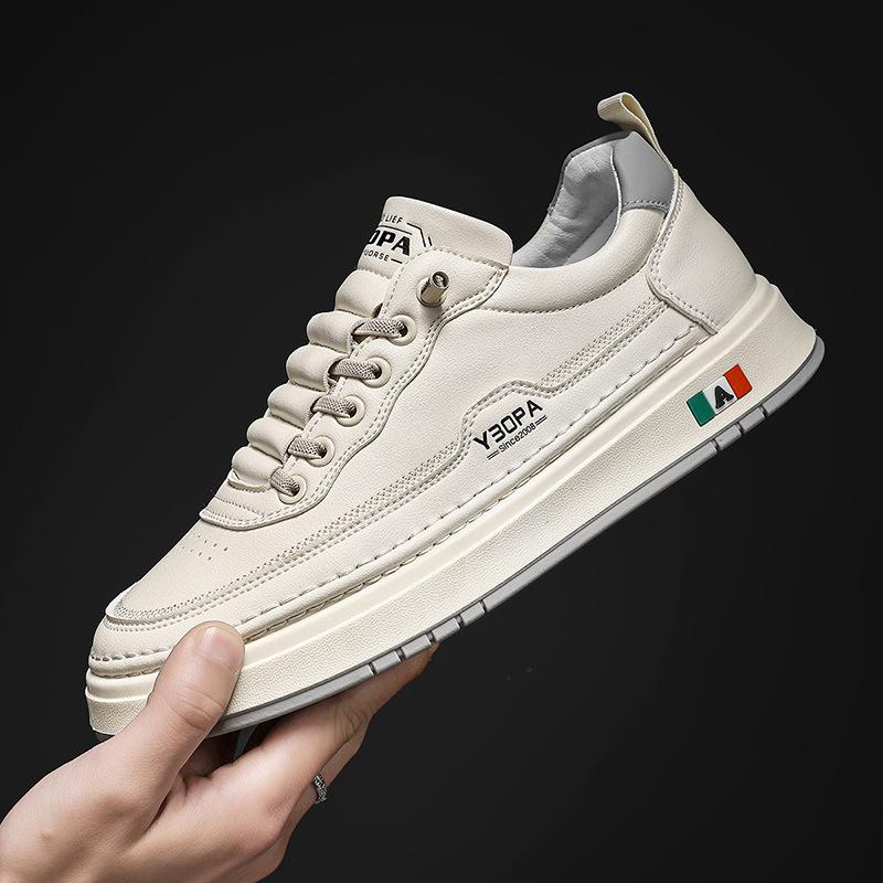 

Men s shoes spring and autumn new leather surface breathable versatile soft sole one pedal casual fashion versatile non-slip board shoes 44