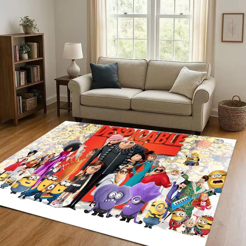 3D Cute Minions Cartoon Christmas Gift Living Room Non-Slip Area Rug Carpet for Bedroom Playroom Sofa,Home Decor Doormat