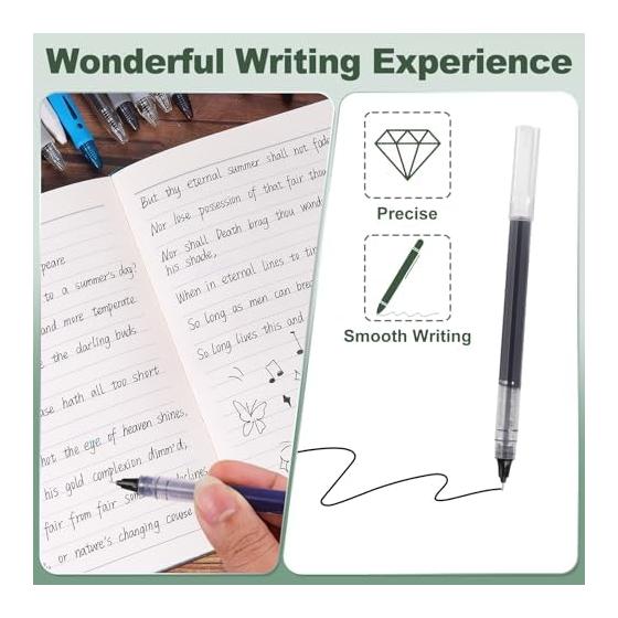 PATIKIL 12 Pcs Gel Pens, 0.5mm Medium Point, Quick Dry, Smooth Writing, Black Gel Ink Rollerball Pens for Office, Stationery, Business, Notebooks,