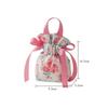 Small Floral Canvas Drawstring Bag Small Bowknot Jewelry Pouch With Pearl Chain Wedding Candy Packaging Bag