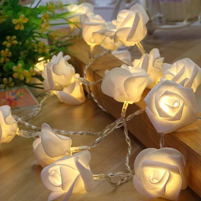 White Rose LED Lantern - Valentine's/Wedding/Birthday Decoration (10LED, 1 Pack) for Family Gatherings