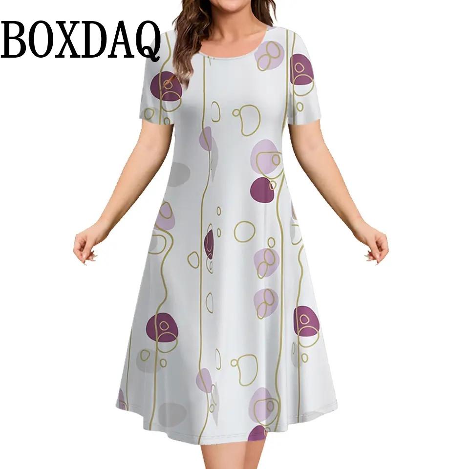 

Женские платья с принтом в горошек, летняя одежда, короткие рукава, свободное платье больших размеров, модное элегантное женское уличное мини-платье 3XL