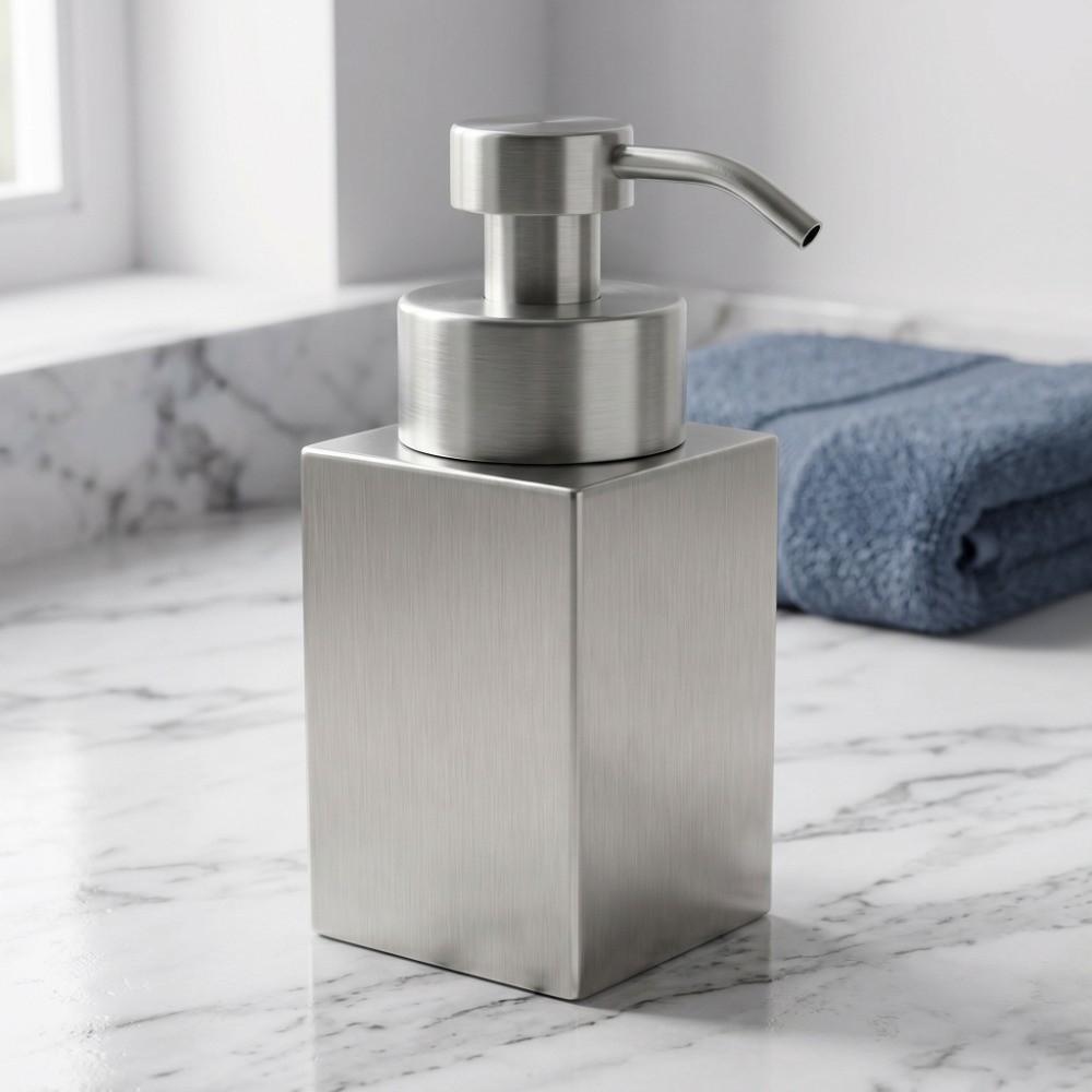 Distributeur de savon liquide en acier inoxydable avec réservoir intérieur en PP, design rechargeable, flacon pour lotion, pour comptoir