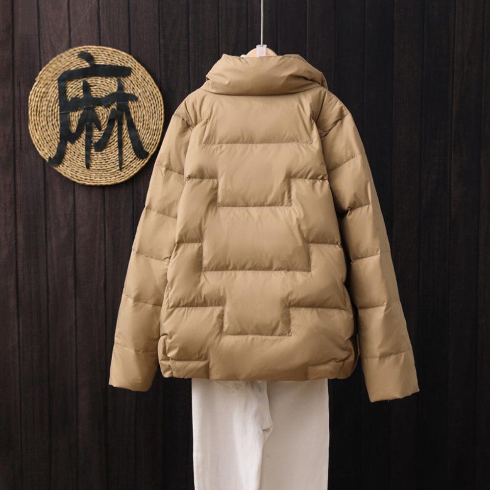 Autumn Winter Down Jacket  Women's Solid Stand Collar Plaid Ultralight White Duck Down Coat Keep Warm Puffer Jacket