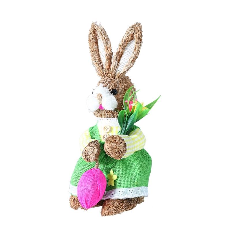 Artificial Straw Easters Rabbit Holiday Wedding Indoor Outdoor Festival Supplies Decorations Rabbit Doll Animal Model