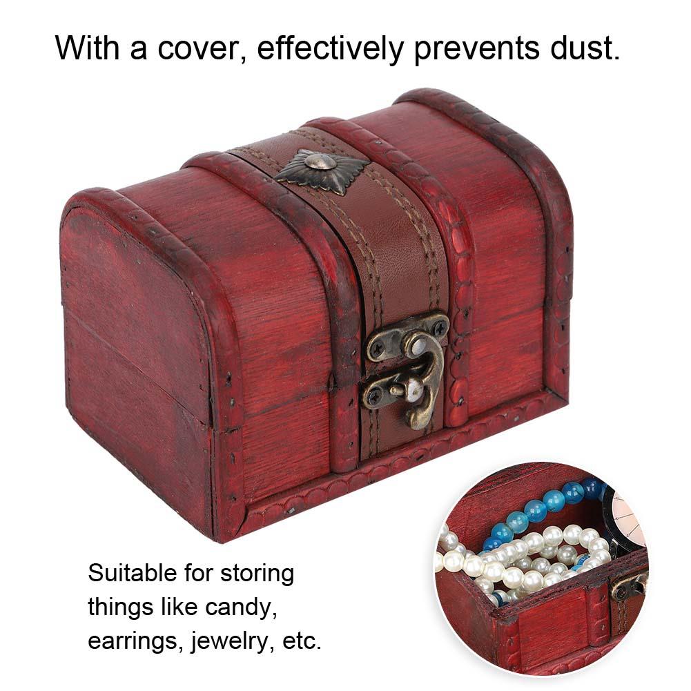 Vintage Wooden Jewelry Storage Box Handmade Wooden Decorative Display Case