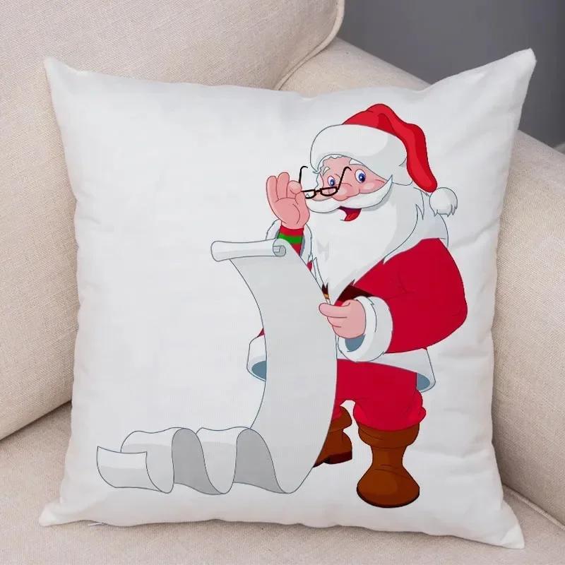 

Счастливого Рождества Наволочка Подушка для гостиной Чехол для диванной подушки Украшение дома Милая мультяшная наволочка с Санта-Клаусом для обнимания 66x66cm бордовый
