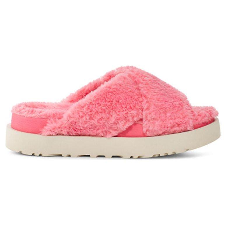 UGG Fuzz Sugar Cross Thick Sole Casual Fashion Sandals Women Sandals Candy-Pink 1135131-PJSM
