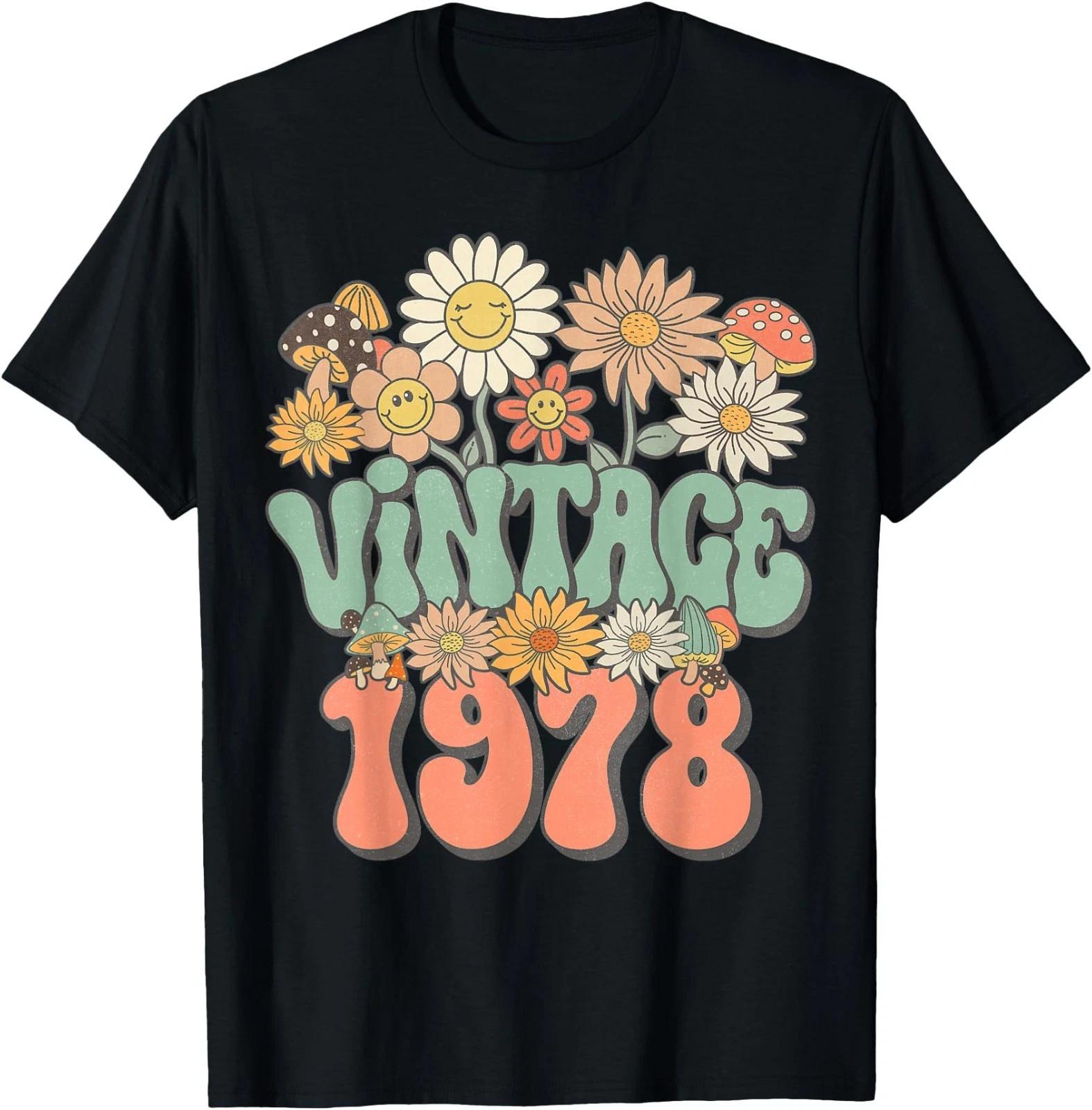Retro Groovy Vintage 1978 Floral Hippie Daisy 48th Birthday T-Shirt 4XL