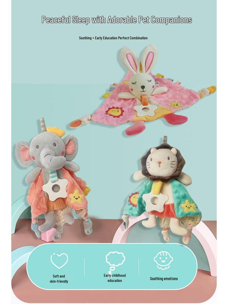Baby Soothing Towel & Sleep Companion Doll with Rattle for Infants & Toddlers (0-1 Year)