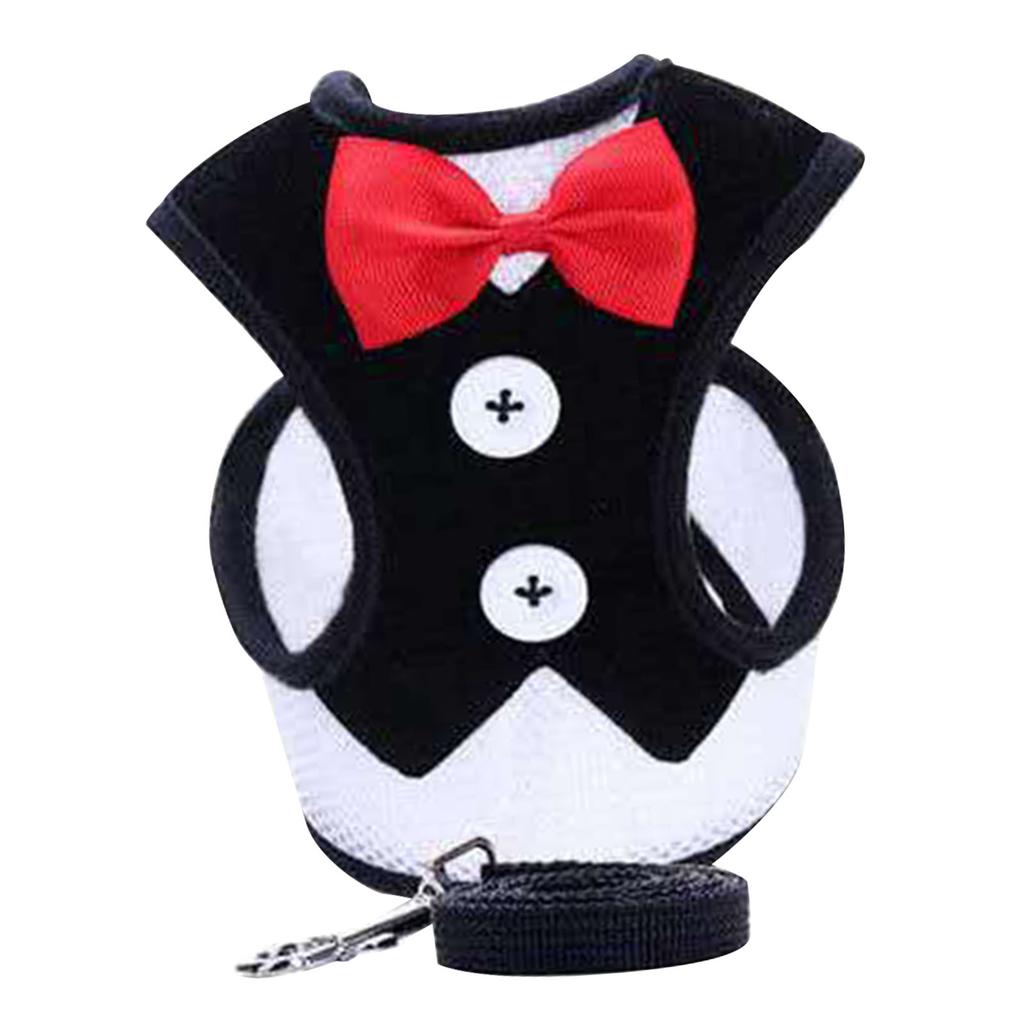 Dog Harness Leash Bow Tie Breathable Comfortable Durable Dog Harness and Leash Set for Walking