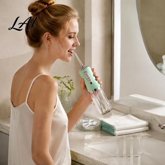 Professional Teeth Cleaning Device Electric Water Dental Flosser 3 Levels Cordless Oral Irrigator for Flosser with 4 Jet Tips Cleaning Rechargeable