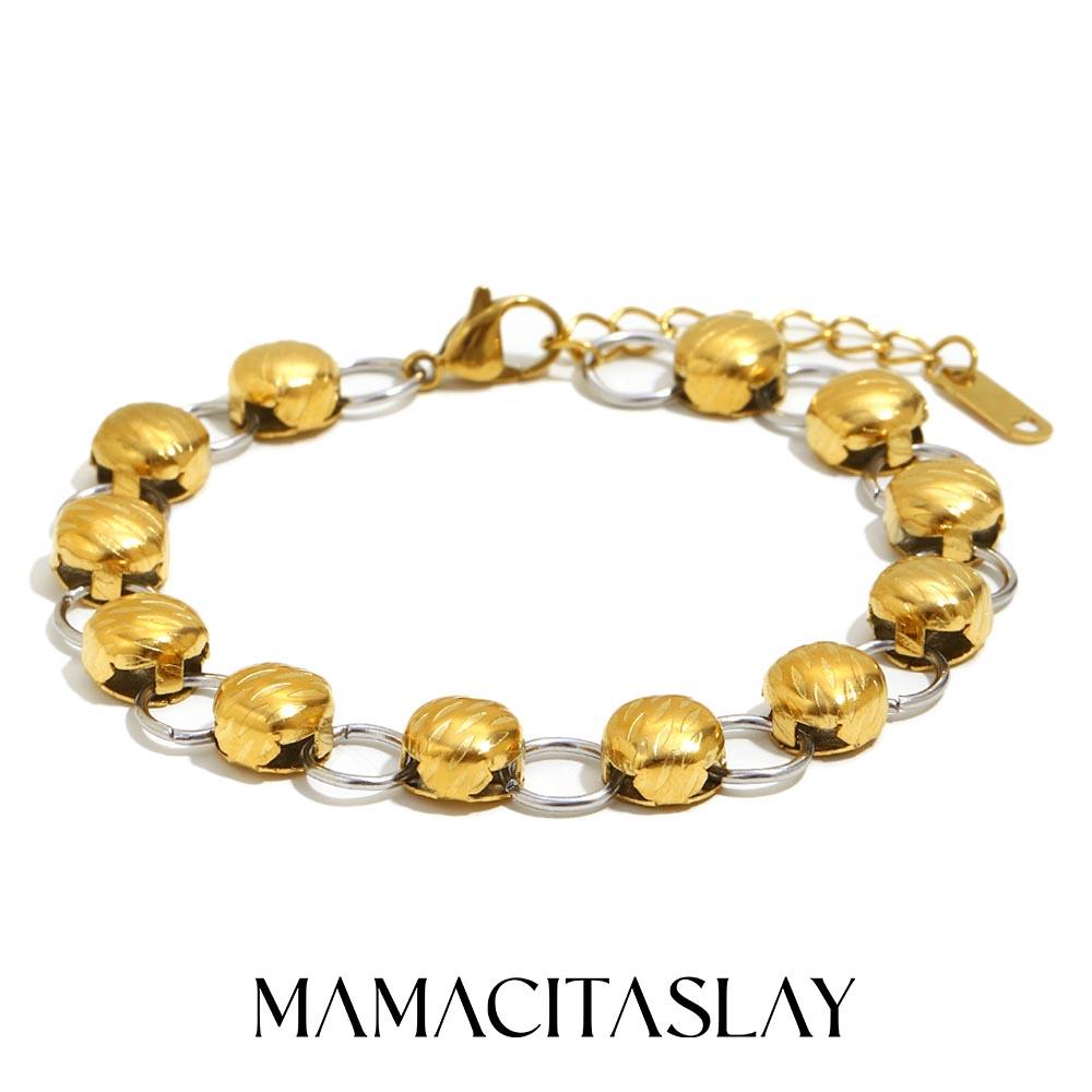 

MamacitaSlay 316L Stainless Steel Two Tone Hollow Round Bracelet Party Waterproof Wrist Jewelry Women s Unique Cool Bracelet 23cm