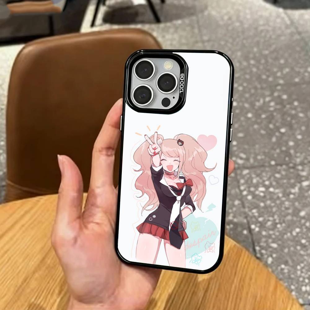 J-Junko E-Enoshima Anime   Phone Case For iPhone17,16,15,14,13,12,11 Plus,Pro Max Colored Silver Plated Inside Cover