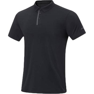 Fitness Series Comfortable Versatile Short Sleeve Polo Shirt Men Tops Black APLT011-1
