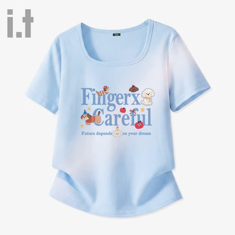 Fingercroxx Women s U-Neck Slim Fit Graphic T-Shirt S