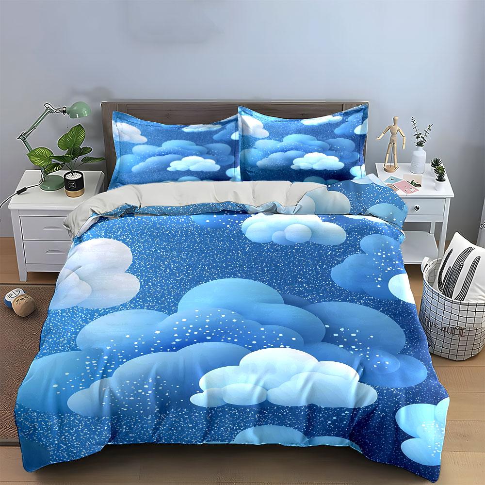 Cloudy Sky Blue Bedding Set Bedding Duvet Cover Set Duvet Cover Pillowcases (1 * Duvet Cover 2 * Pillowcases, without duvet insert)