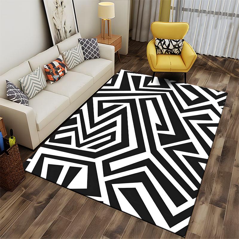 Black and White Geometric Pattern suitable as a non-slip mat for the living room or bedroom sofa