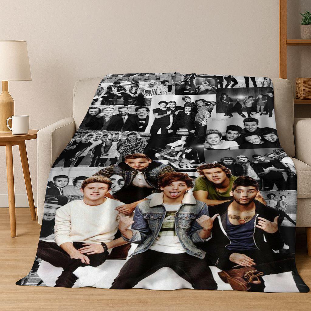 

3D 1D Rock-One-Direction Combinatio Flannel Blanket,Cozy Soft Throw Blanket for Home Bedroom Bed Sofa Picnic Cover Kids Gift 150x180cm