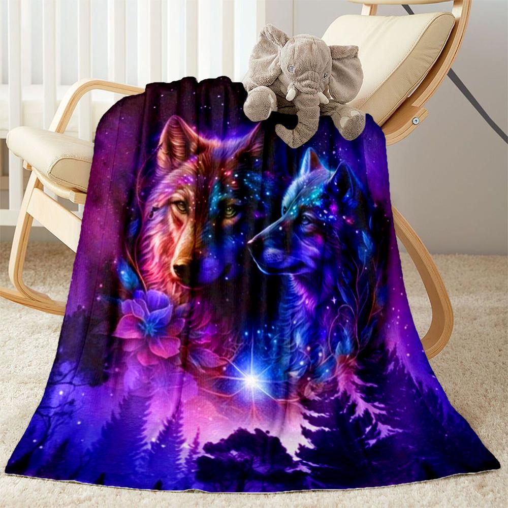 Wolf Moon Reflection Blanket,Suitable for sofas, offices, travel, living rooms, Gifts to relatives and friends, Blanket,Suitable for all seasons.