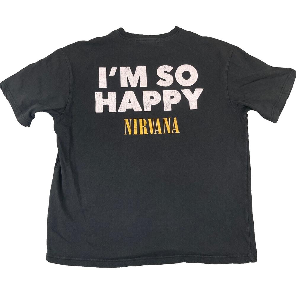 26 Nirvana x H&M I m So Happy T Shirt Large L Band Tee Retro Grunge Kurt Cobain 90s Unisex T-Shirt XL