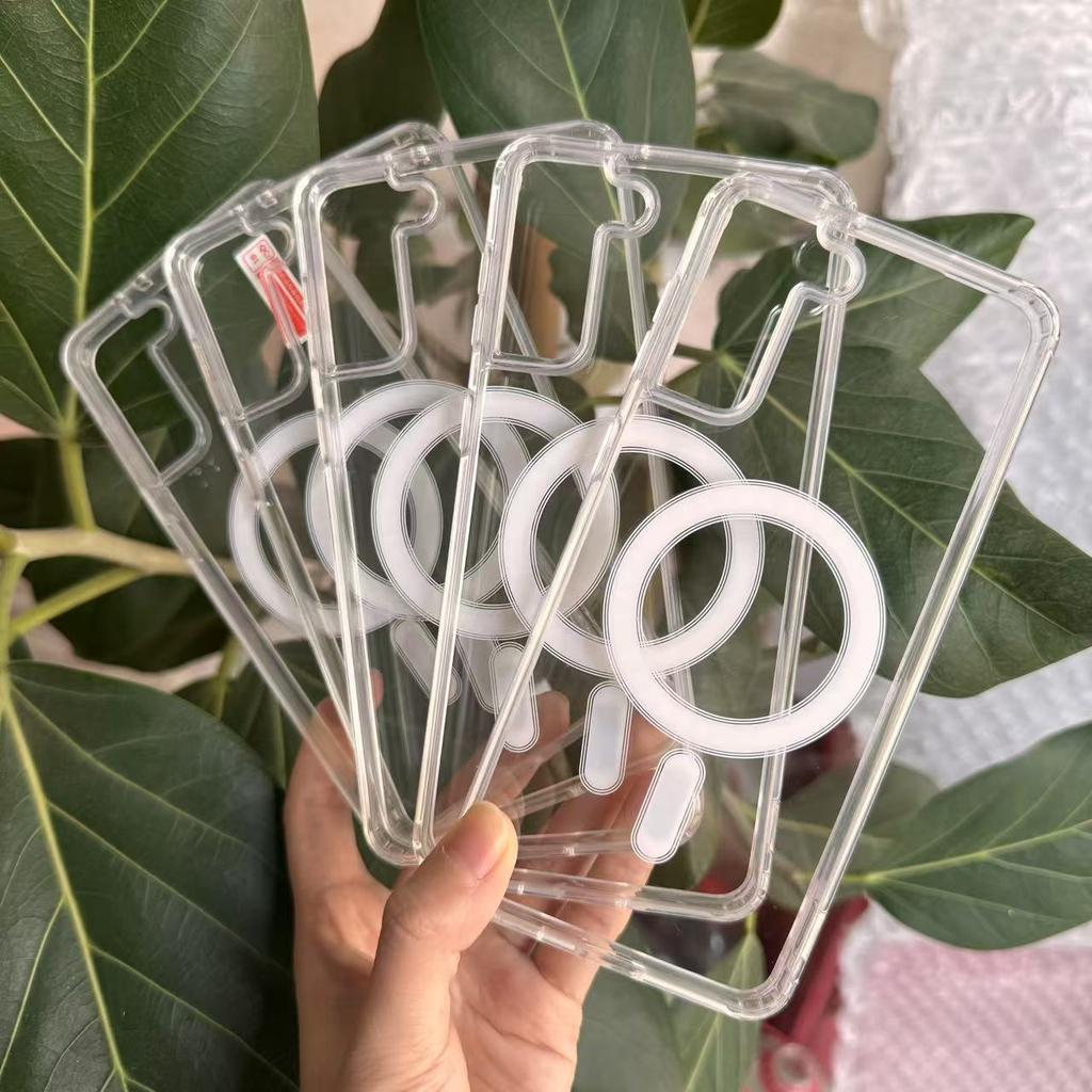 Original For Magsafe Magnetic Case for Samsung Galaxy S25 S24 S23 S21 FE S22 Ultra Plus Wireless Charging Shockproof Clear Cover