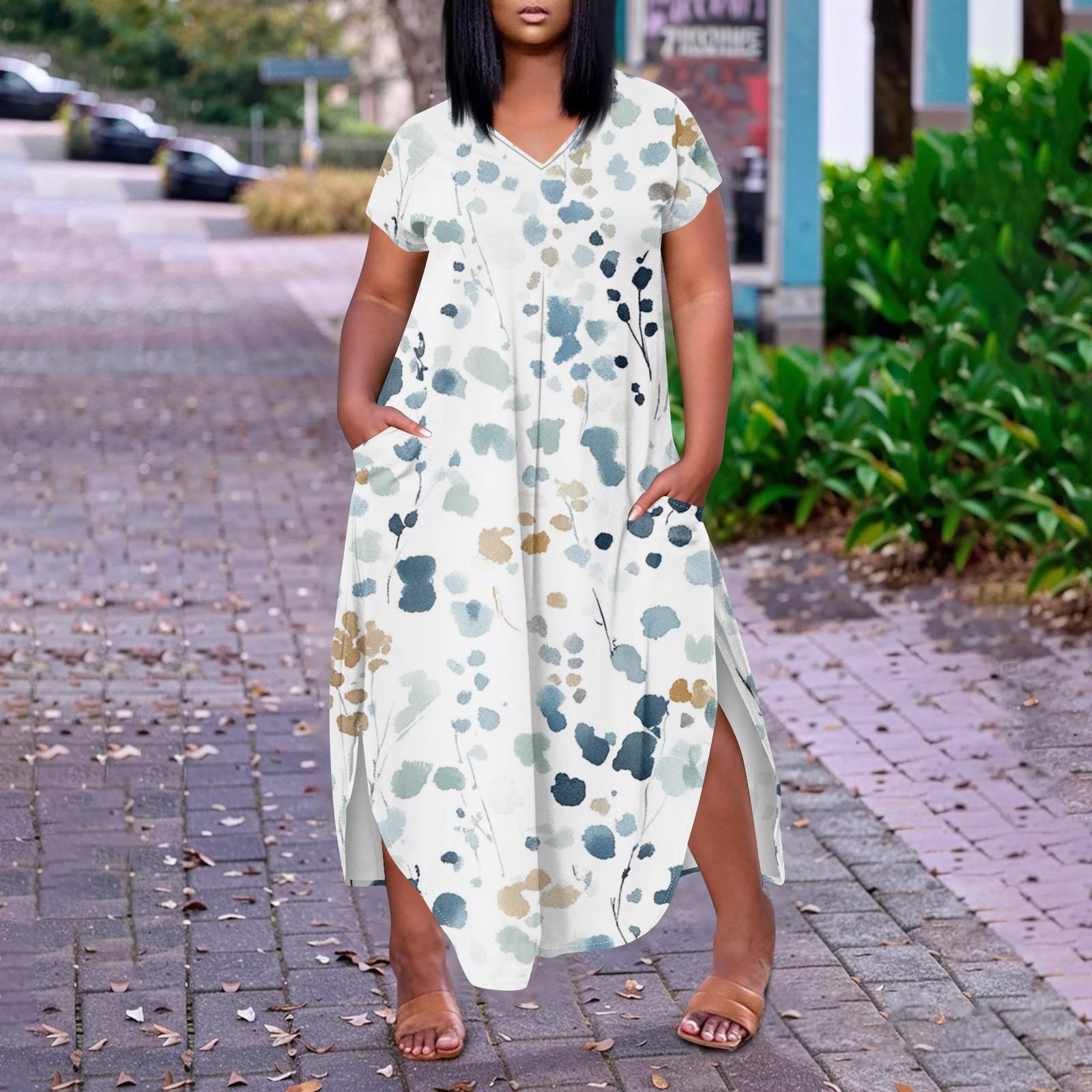 

Женское повседневное платье с коротким рукавом и круглым вырезом больших размеров Temperament XL белый