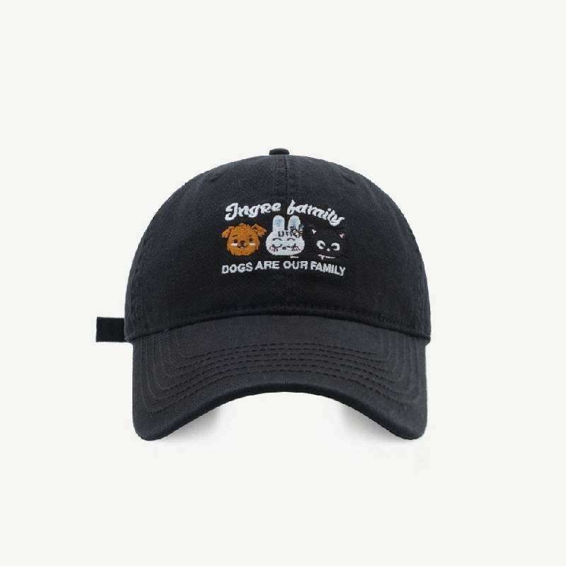 Cute Cartoon Animal Embroidered Baseball Cap For Women Sweet Versatile Korean Fashion Curved Brim Hat