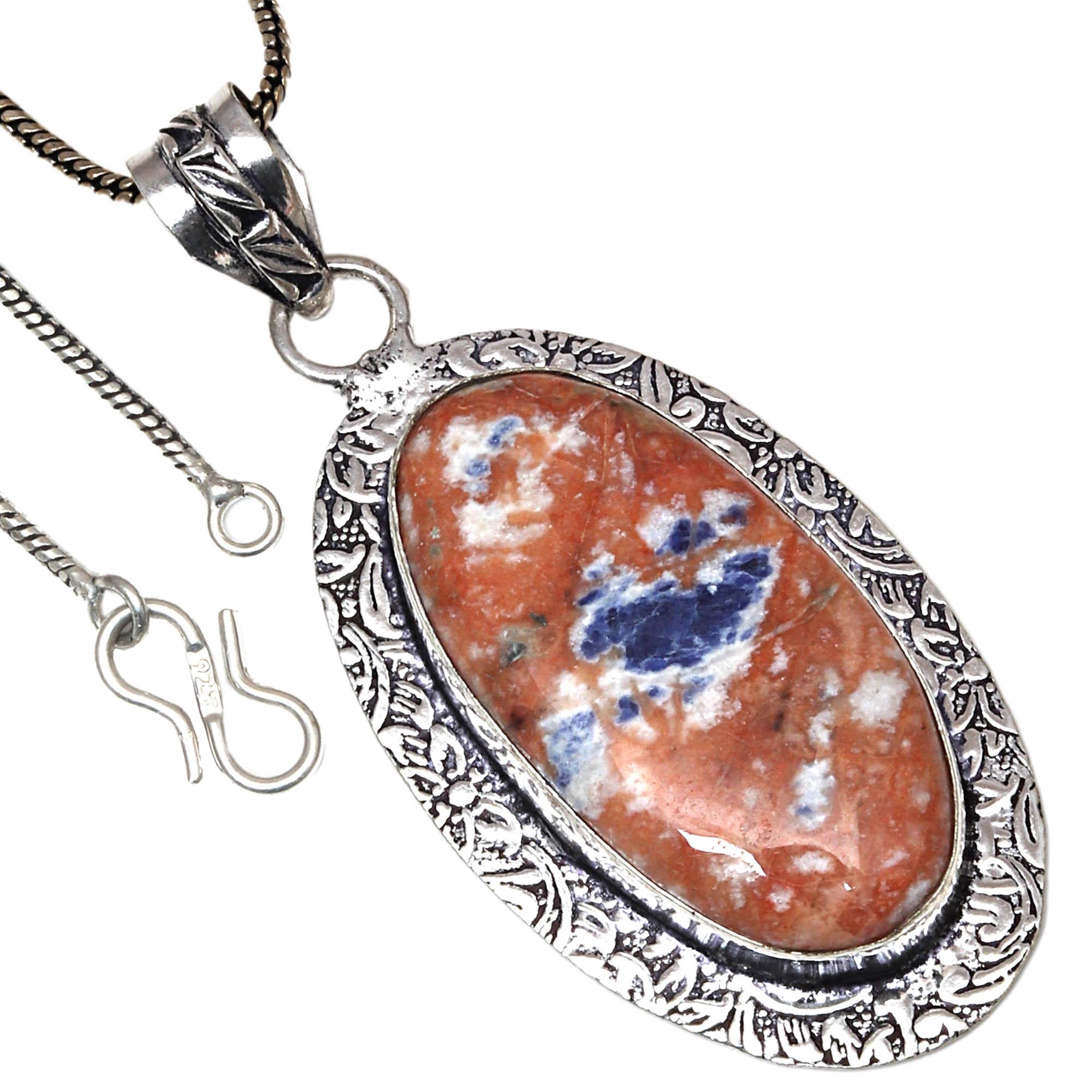 

Pendant Multi Sodalite Gemstone Valentine Day Ethnic Silver Jewelry 2.25 2.25 in синій