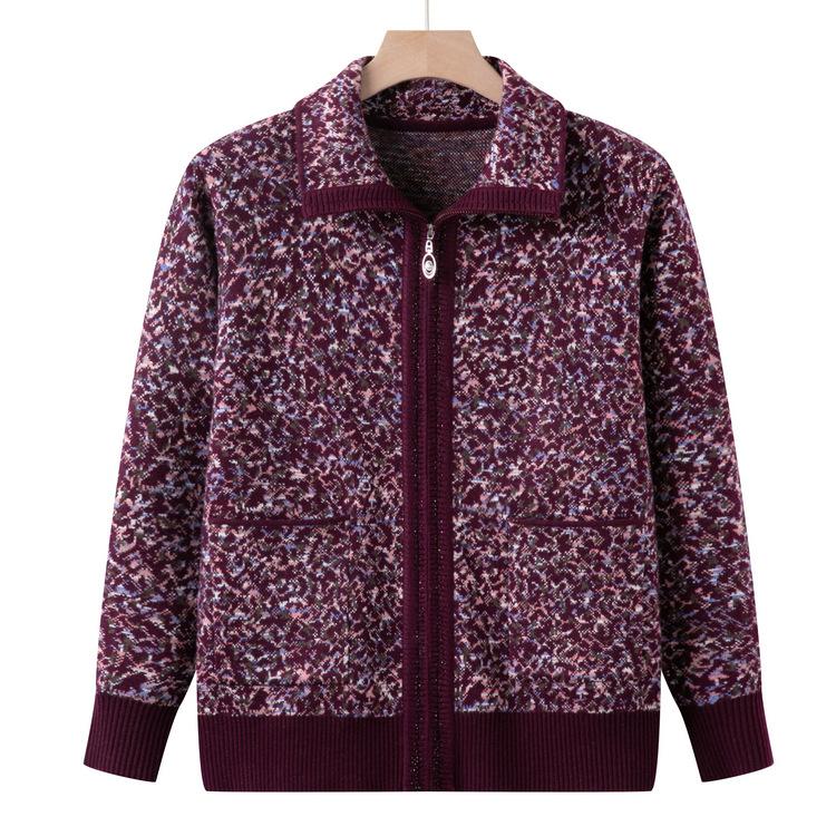 

Платье для мамы нового стиля, высококлассный вязаный свитер-жакет для женщин, модный свитер для женщин среднего возраста, модное платье-кардиган для бабушки 5XL фиолетовый